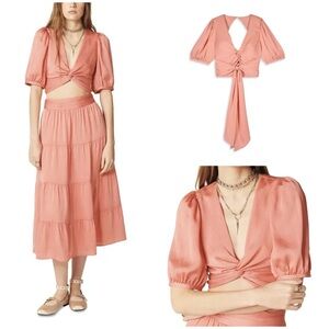 BA&SH ~ Twisted Cropped Blouse - Peach